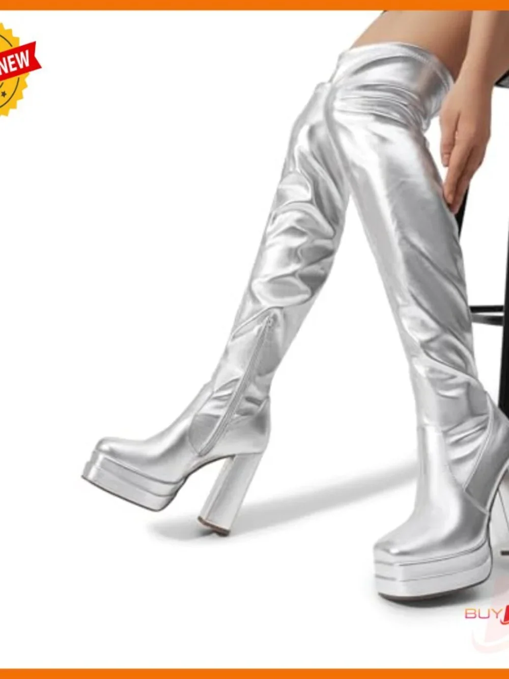 Women's Platform Over The Knee Boots Chunky Heel Square Toe Y2K Style